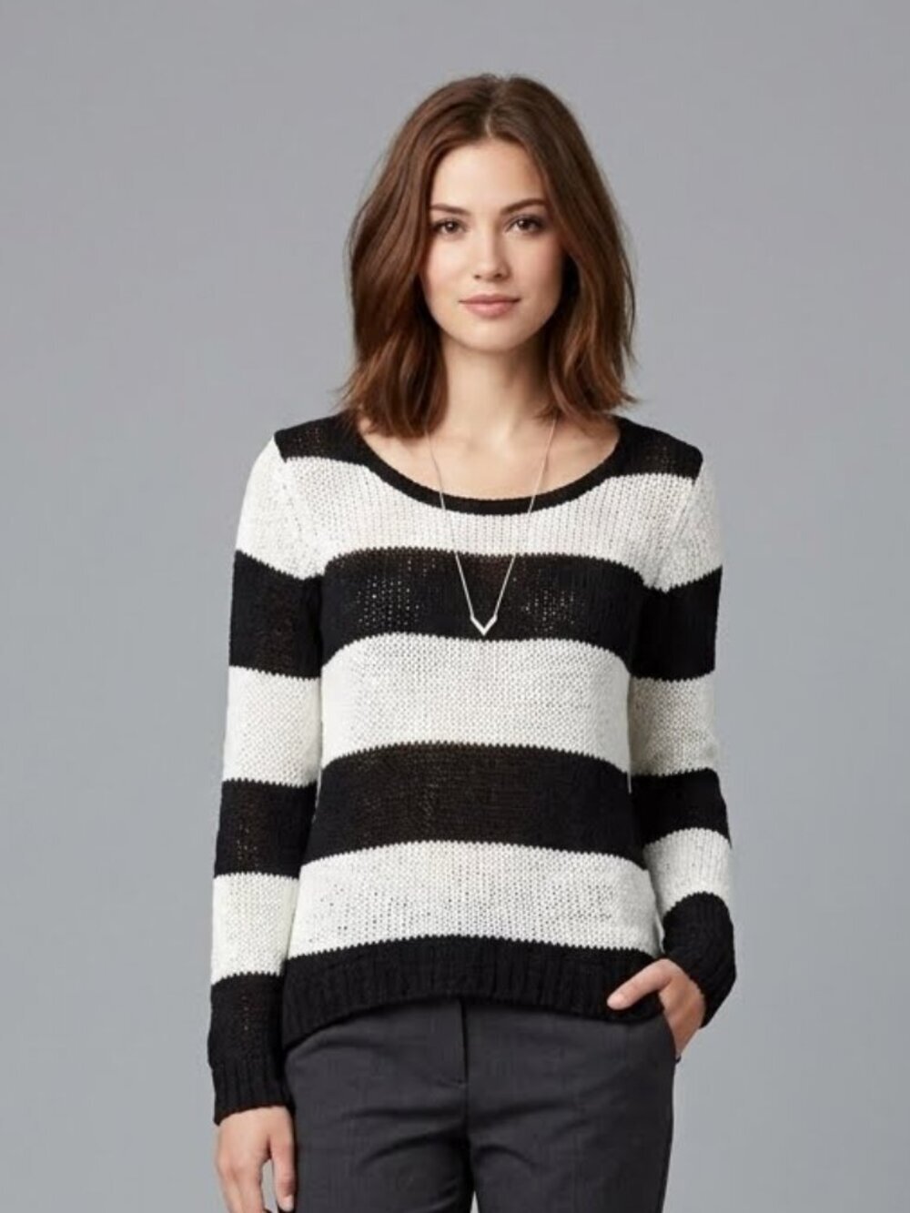 NWT Ex Girlfriend Ivory And Black Loose Knit Sweater